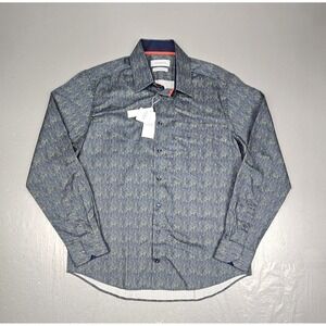 LEVINAS‎ Button Up Shirt Mens Large (16-16.5/35-36) Contemporary Fit Green Mist